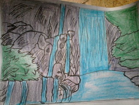 Водопад карандашом для детей