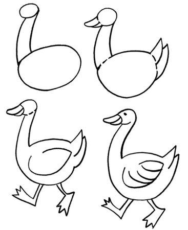 Рисуем утку поэтапно для детей