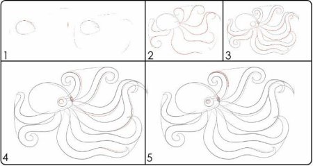 Поэтапное рисование морских обитателей для детей