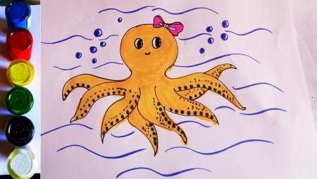 Рисуем осьминога поэтапно