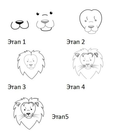 Как рисовать Льва пошагово