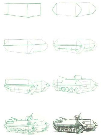 Поэтапное рисование военной техники