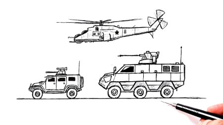 Рисунок колона военной техники