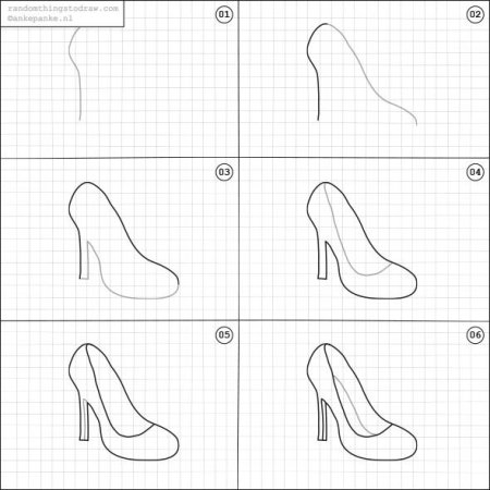 Поэтапное рисование обуви