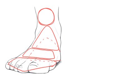 Ступни рисунок поэтапно