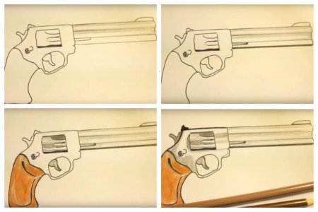 Поэтапный рисунок пистолета