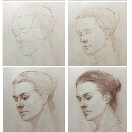 Поэтапная зарисовка портрета