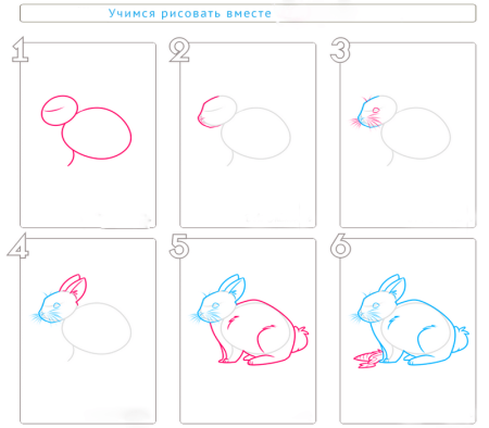 Нарисовать зайца пошагово для детей