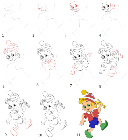 Поэтапные рисунки сказочных героев