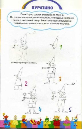 Как нарисовать Буратино поэтапно