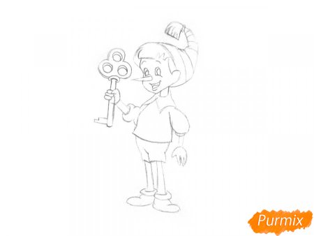 Поэтапный рисунок Буратино