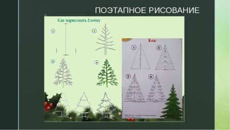 Поэтапное рисование елки