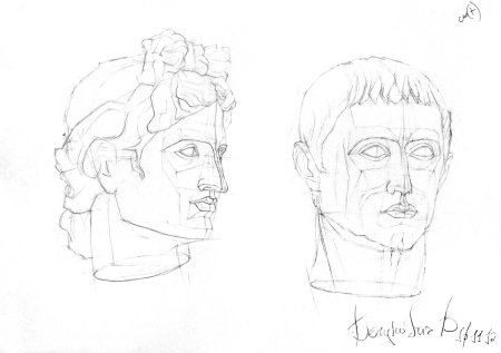 Этапы рисования гипсовой головы