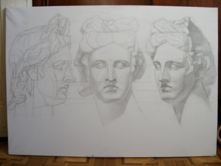 Аполлон в профиль гипсовая голова