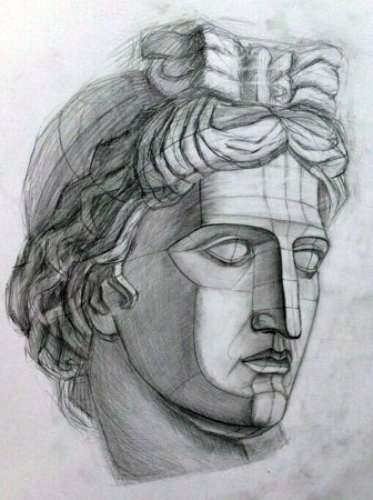 Аполлон Бельведерский голова рисунок