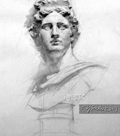 Голова Аполлона Бельведерского рисунок гипс