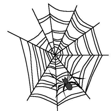 Поэтапное рисование паутины и паука