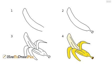 Банан рисунок пошагово