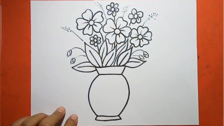 Ваза с цветами для срисовки