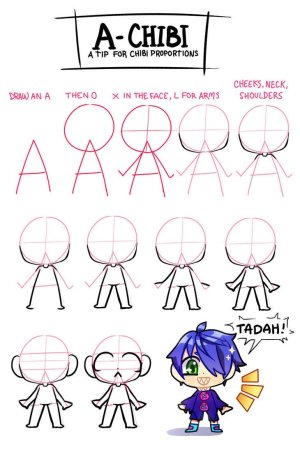 Поэтапная схема рисования аниме