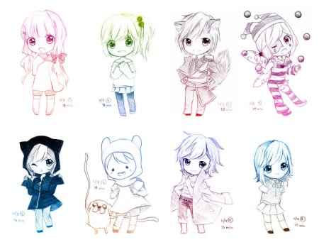 Чиби персонажи аниме Наброски
