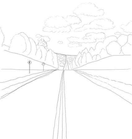 Пейзаж в перспективе карандашом