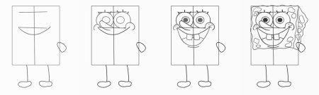 Нарисовать губку Боба поэтапно