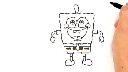 Как рисовать губку Боба поэтапно