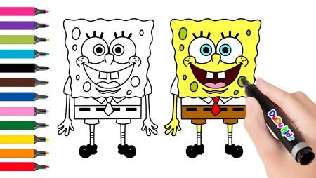 Нарисовать Спанч Боба пошагово