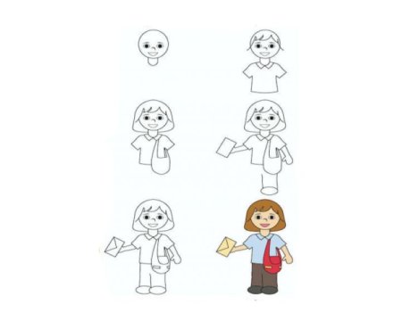 Поэтапное рисование профессий для детей