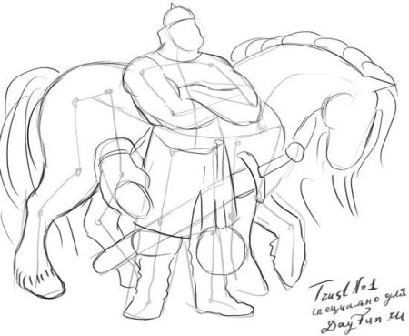 Раскраска Илья Муромец на коне, скачать и распечатать раскраску раздела Лошади
