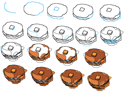 Как нарисовать блинчики поэтапно