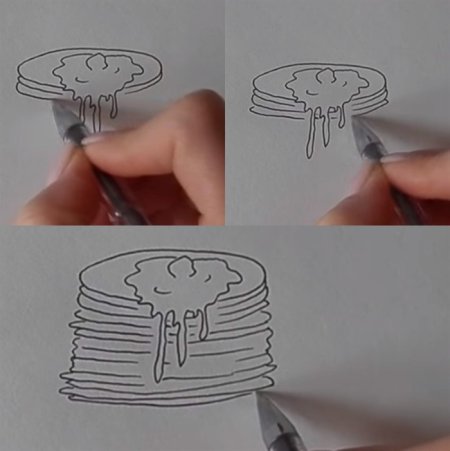 Поэтапное рисование блинов