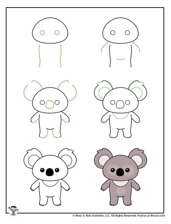 Нарисовать коалу поэтапно