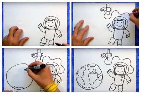 Схема рисования Космонавта в старшей группе