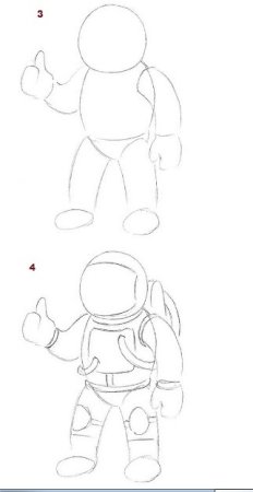 Поэтапное рисование Космонавта