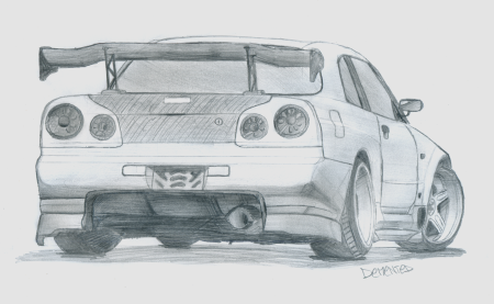 Nissan Skyline r34 карандашом