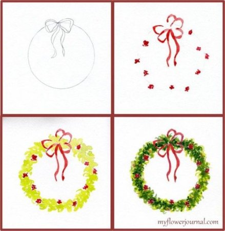 Еловый венок раскраска