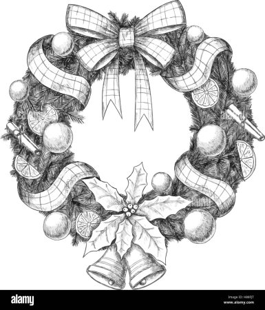 Новогодний венок раскраска