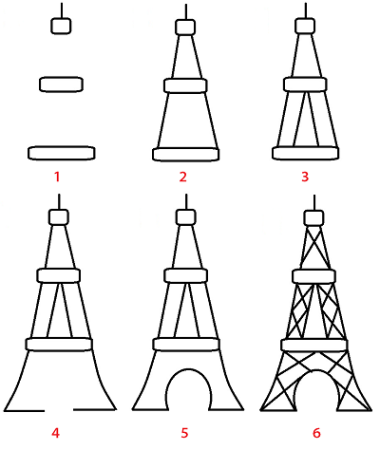 Поэтапное рисование башни