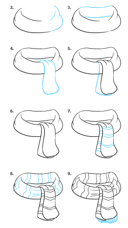 Поэтапное рисование шарфа для детей