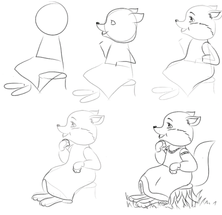 Поэтапное рисование и. а. Крылова