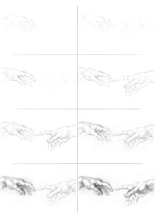 Руки тянутся друг к другу рисунок поэтапно (46 фото)