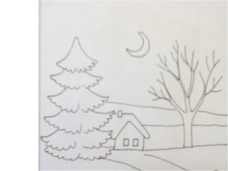 Зимний пейзаж карандашом для детей