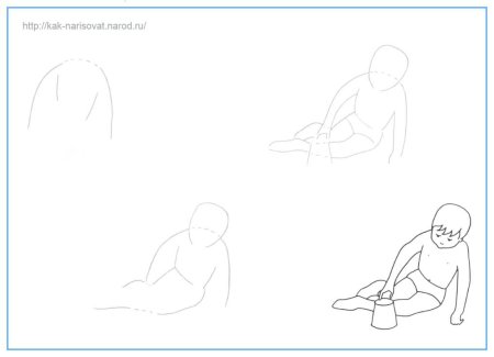 Рисование сидящего человека поэтапно