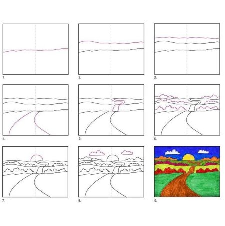 Зимний пейзаж карандашом легкий