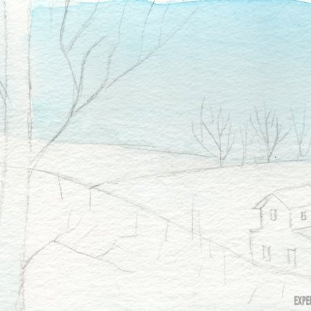 Весенний пейзаж рисунок карандашом для начинающих