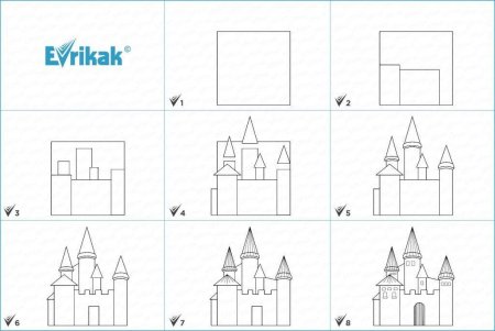Поэтапное рисование замка