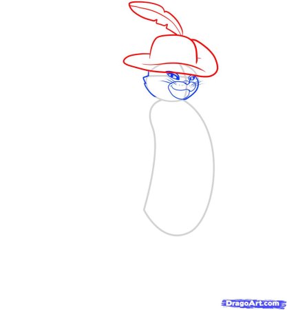 Нарисовать кота в сапогах поэтапно