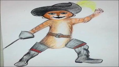 Кот в сапогах рисунок легко